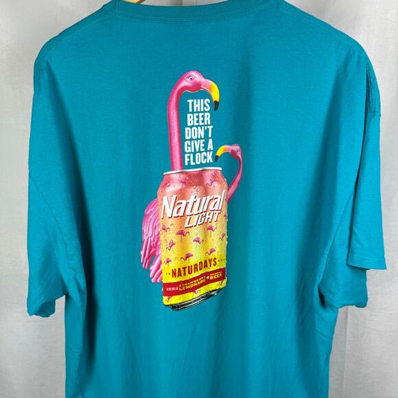 Natural Light Naterdays Flamingo Graphic Short Sleeve T-Shirt Men's XXL - Picture 5 of 5